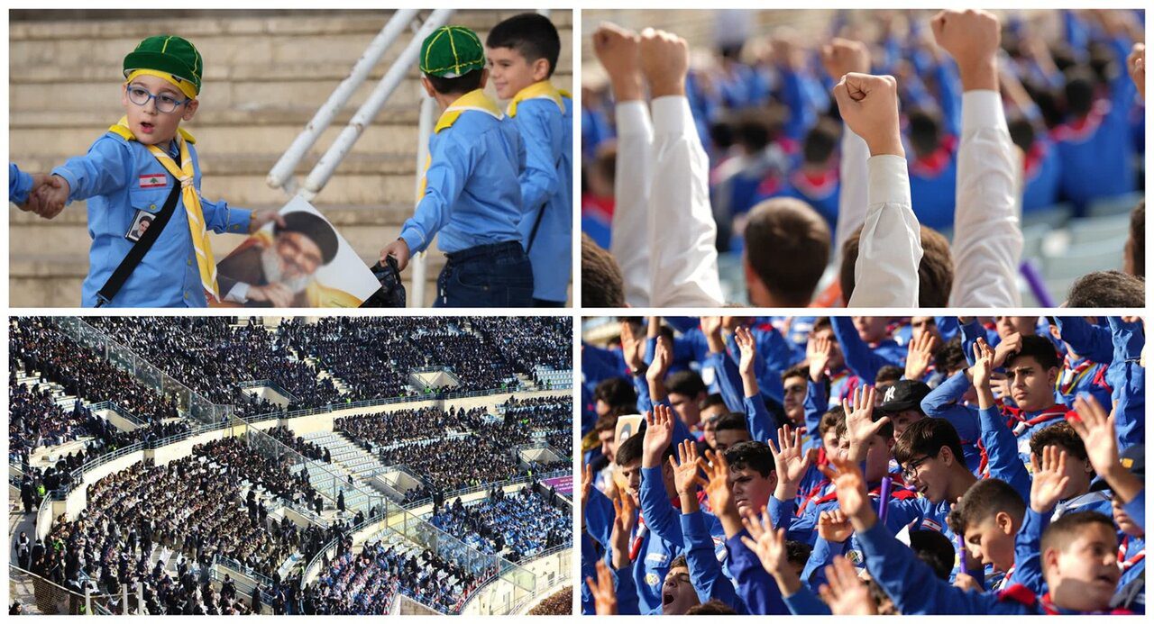 بیش از 60 هزار نفر در همایش بزرگ »اجیال السید« در ورزشگاه بیروت گردهم آمدند + تصاویر